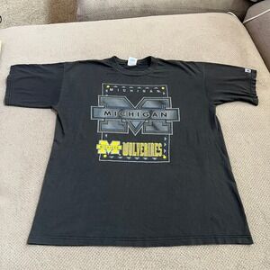 Vintage 1990s Michigan Wolverines Logo 7 T Shirt Black Mens XL NCAA Made in USA